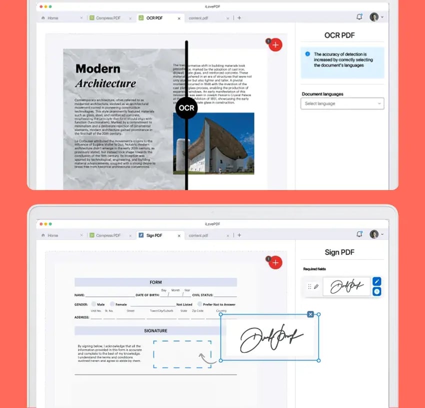 BuiltWithQt-iLovePDF-UIExample-OCRAndSignature-854x820
