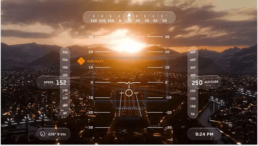 An aviation 3D graphical user interface on a 3D environment, built with Qt.