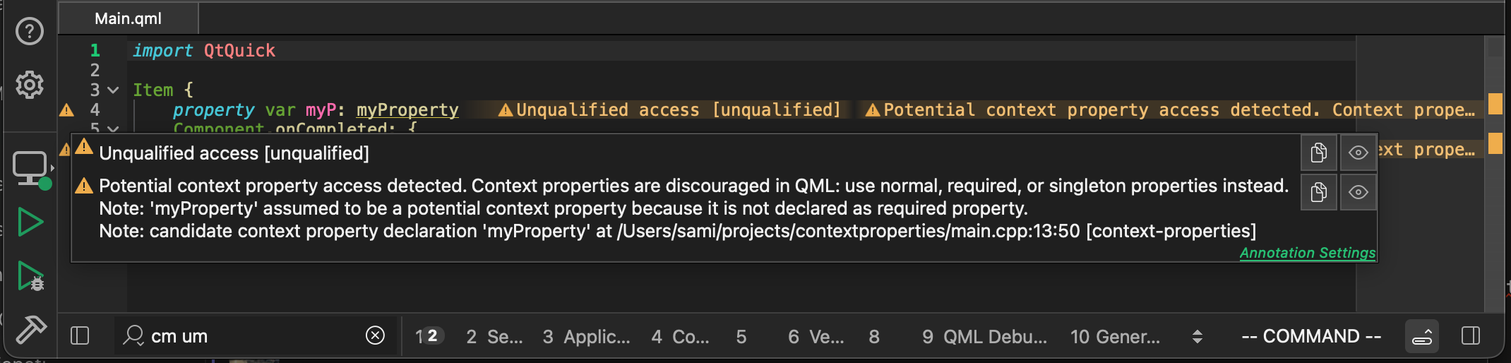 Zooming in on the linting warnings on our context property usage